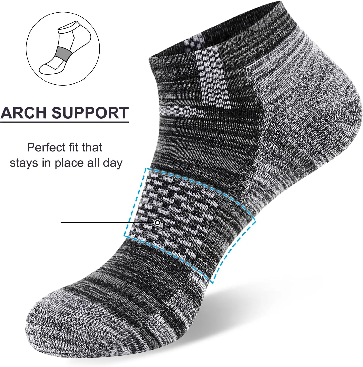 10 Paris Mens Ankle Socks Cushioned Breathable Ahletic Running Casual Low Cut Socks for Men(shoe size 6-11)
