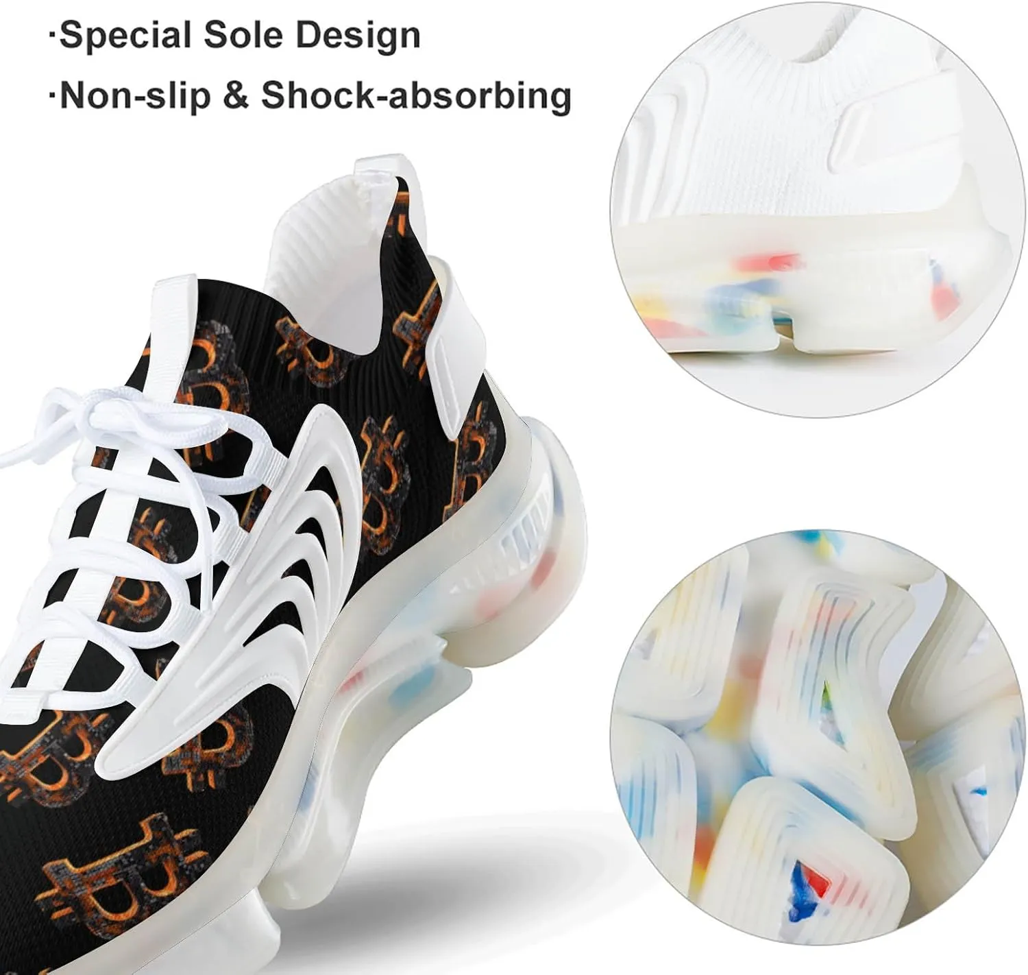 3D Bitcoin Logo Men's Running Shoes Lightweight Walking Shoe Breathable Sneaker