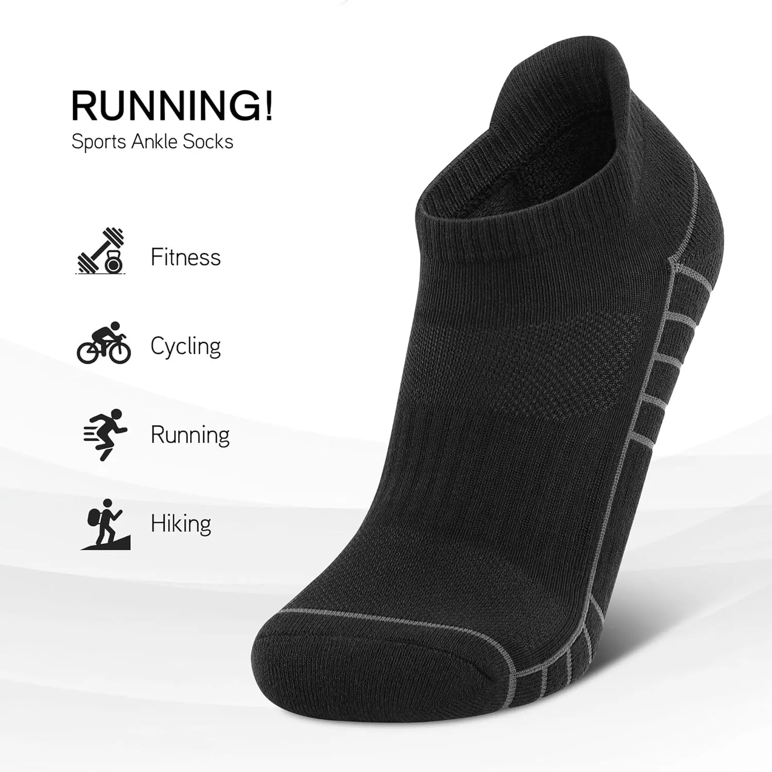 6 Pack Men's Ankle Socks With Cushion - Low Cut Athletic Sports Socks for Women Men 6-9/9-12/12-14