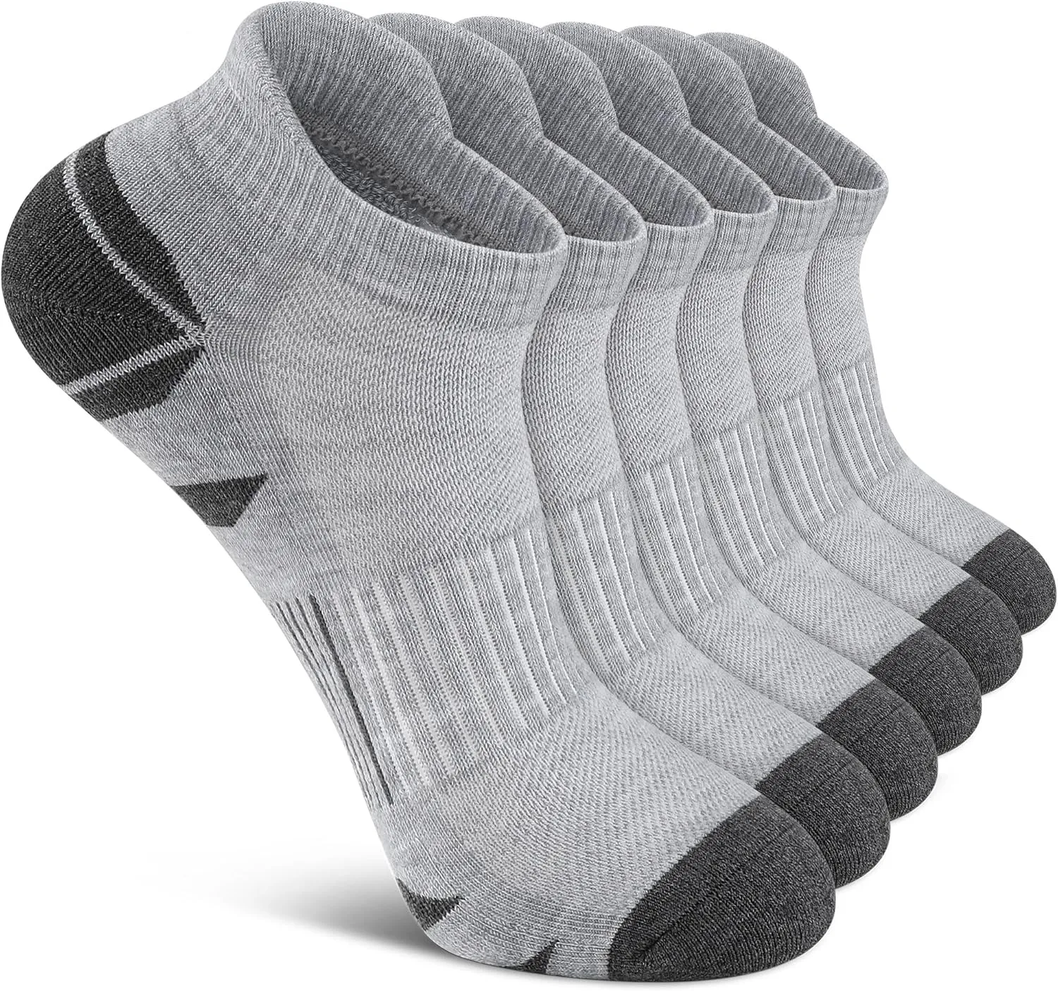6 Pack Men's Ankle Socks With Cushion - Low Cut Athletic Sports Socks for Women Men 6-9/9-12/12-14