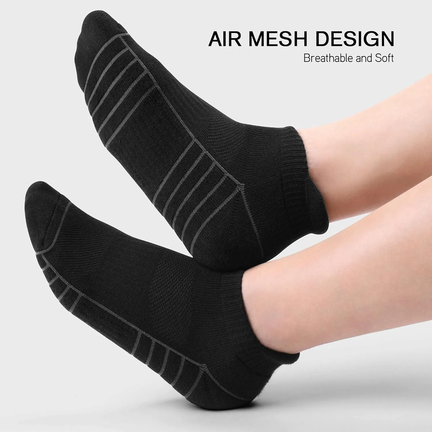 6 Pack Men's Ankle Socks With Cushion - Low Cut Athletic Sports Socks for Women Men 6-9/9-12/12-14