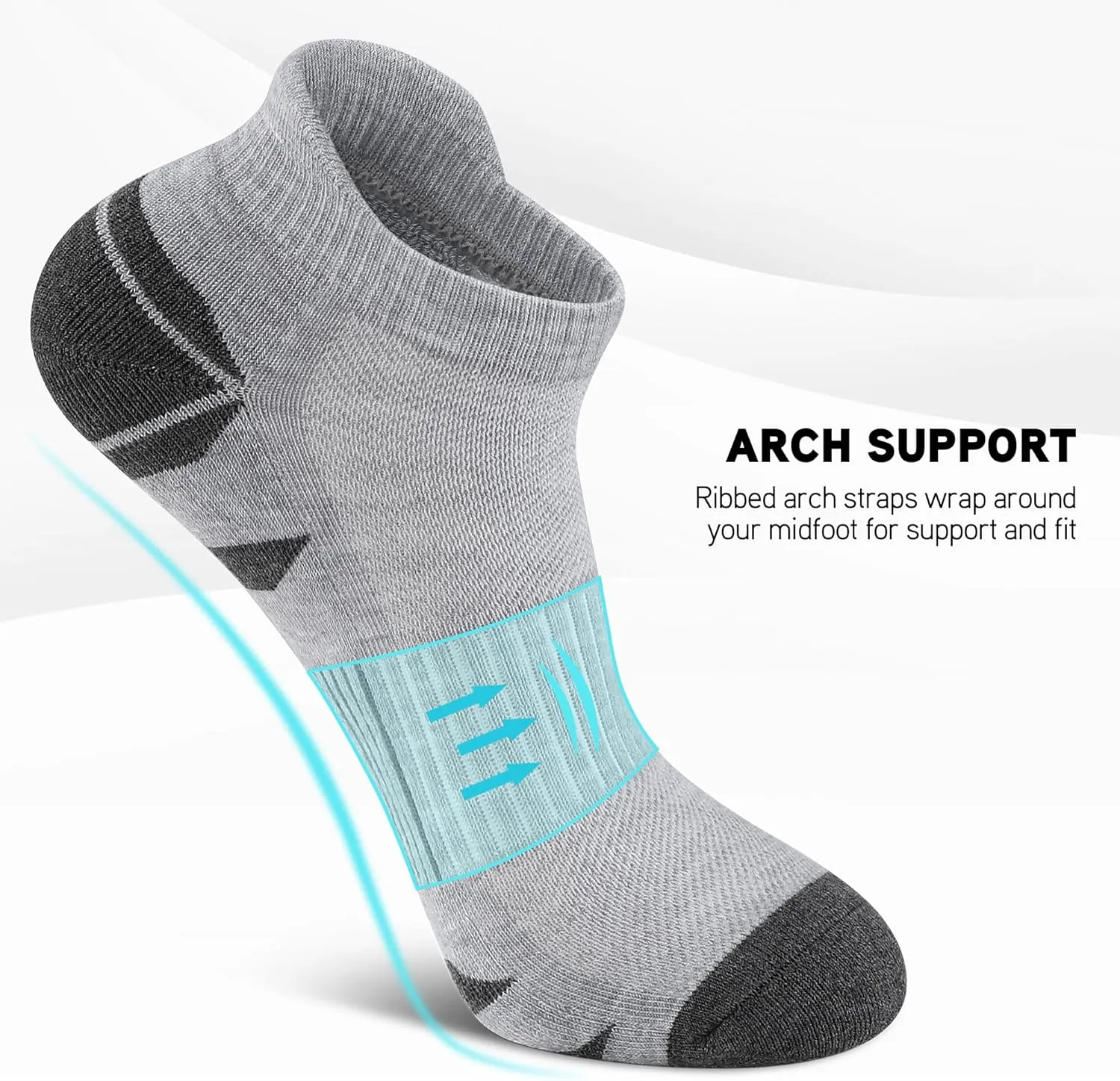 6 Pack Men's Ankle Socks With Cushion - Low Cut Athletic Sports Socks for Women Men 6-9/9-12/12-14
