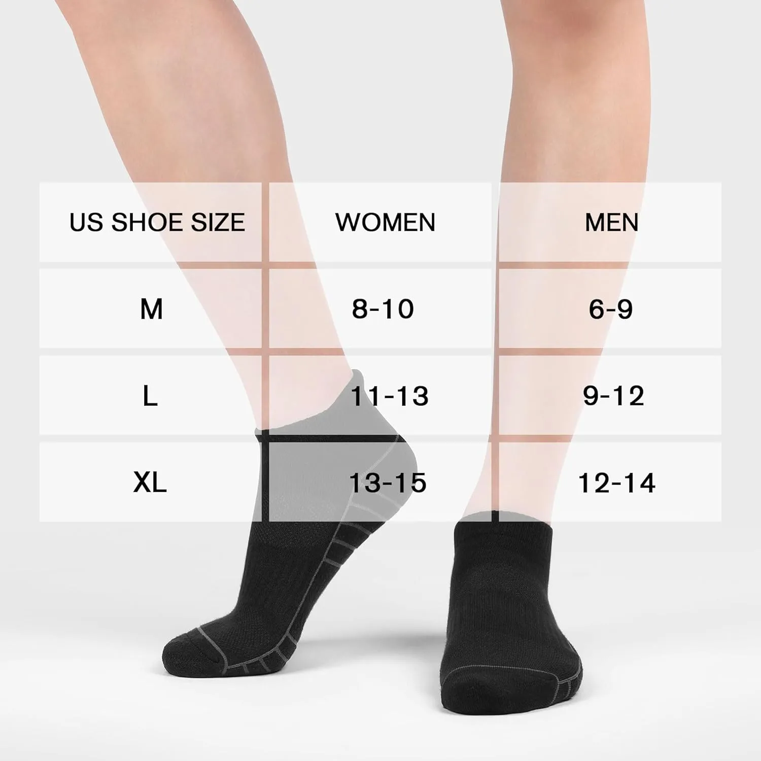 6 Pack Men's Ankle Socks With Cushion - Low Cut Athletic Sports Socks for Women Men 6-9/9-12/12-14