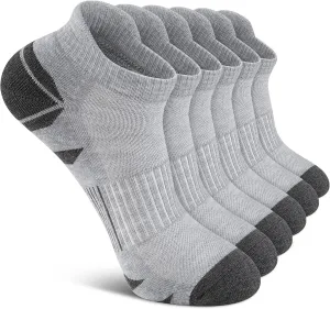 6 Pack Men's Ankle Socks With Cushion - Low Cut Athletic Sports Socks for Women Men 6-9/9-12/12-14