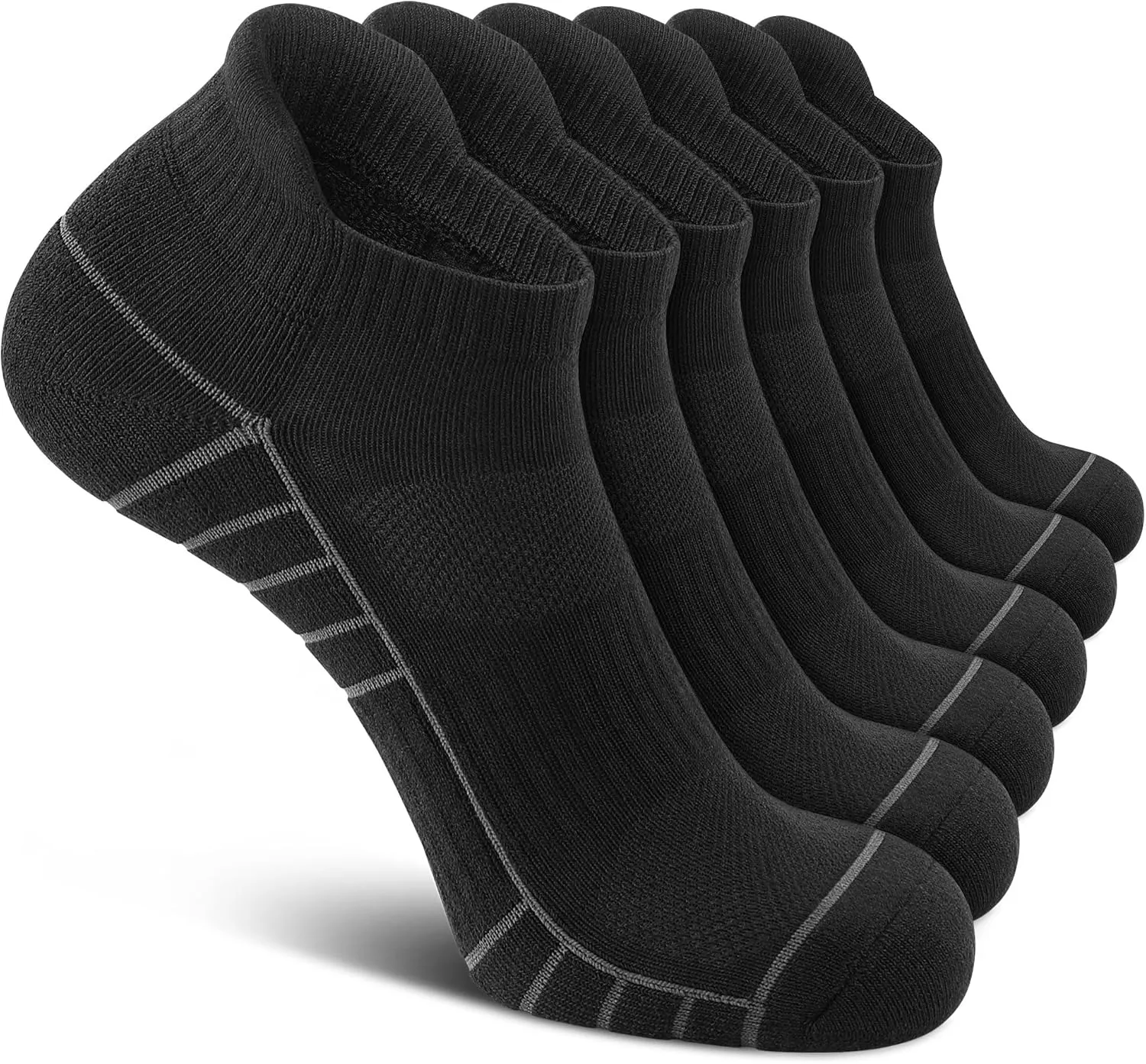 6 Pack Men's Ankle Socks With Cushion - Low Cut Athletic Sports Socks for Women Men 6-9/9-12/12-14