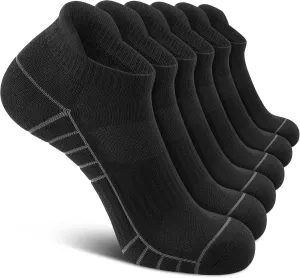 6 Pack Men's Ankle Socks With Cushion - Low Cut Athletic Sports Socks for Women Men 6-9/9-12/12-14