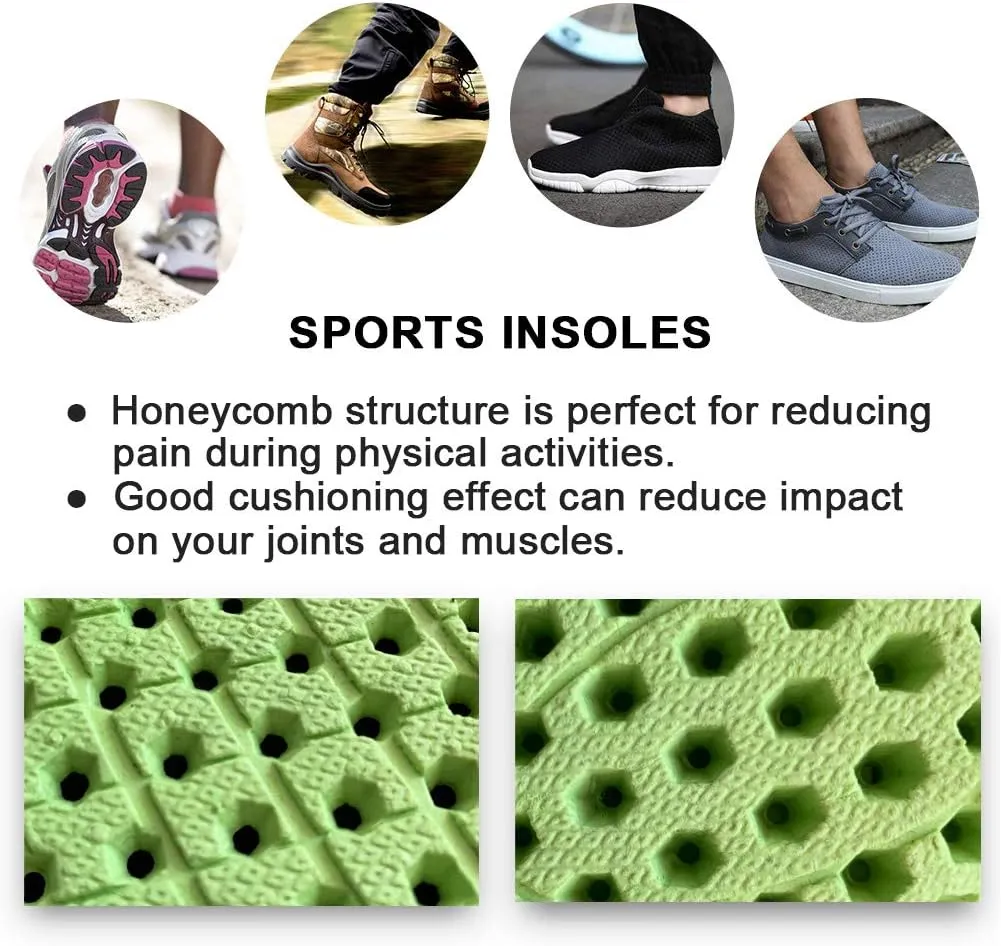 Ailaka Elastic Shock Absorbing Height Increasing Sports Shoe Insoles, Soft Breathable Honeycomb Orthotic Replacement Inserts for Men & Women