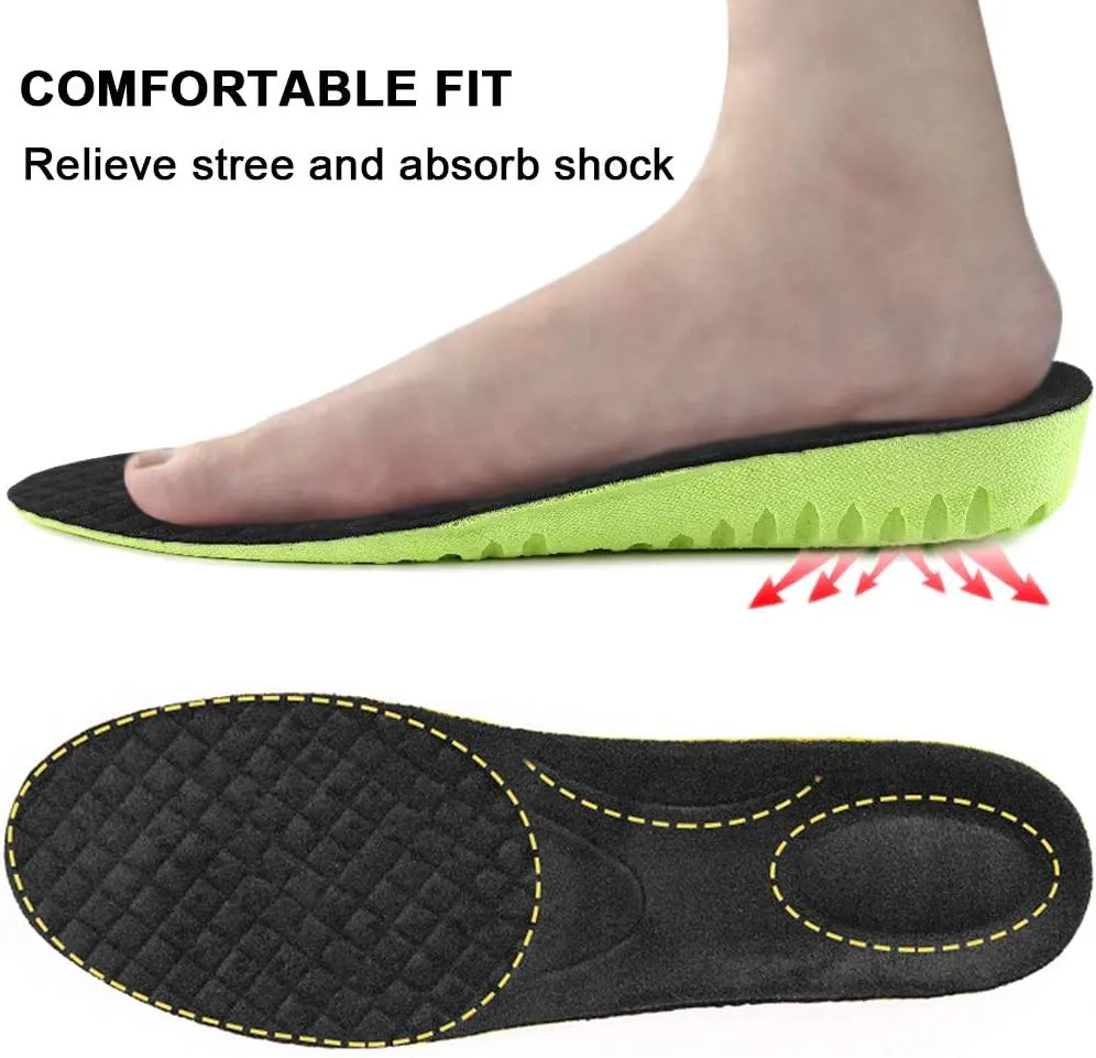 Ailaka Elastic Shock Absorbing Height Increasing Sports Shoe Insoles, Soft Breathable Honeycomb Orthotic Replacement Inserts for Men & Women