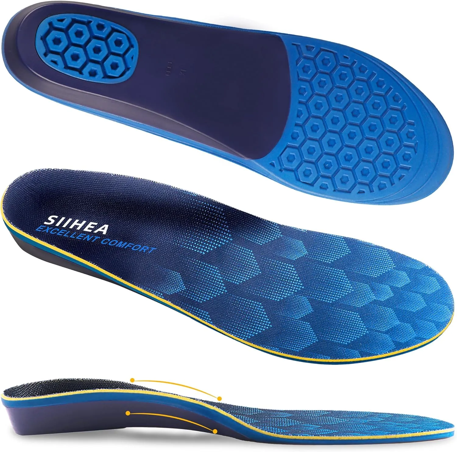 Arch Support Shoe Inserts, Hollow Structural Shock Absorbing, Orthotics Cushioning Shoe Insoles for Relieve Plantar Fasciitis, Achilles Tendonitis, Flat Feet, High Arch (XS)