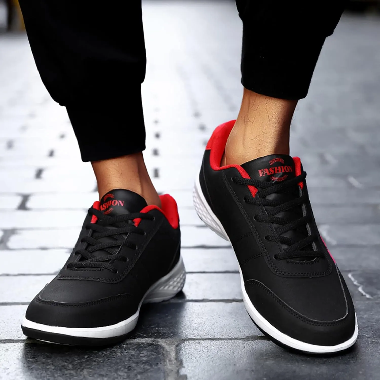 Arch Support Sports Shoes for Men Round Toe Breathable Running Shoes Fashion Lace Up Athletic Sneaker for Men
