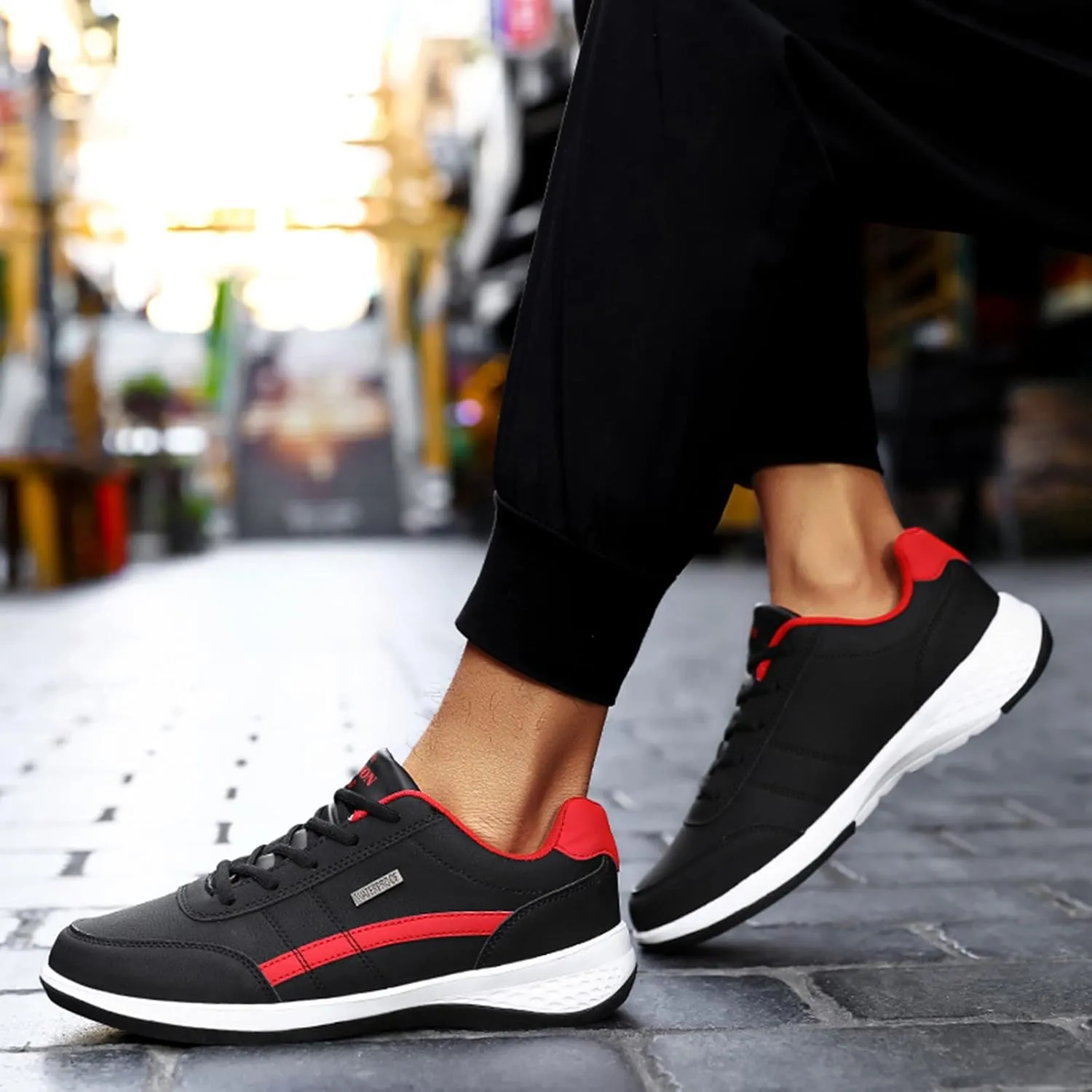 Arch Support Sports Shoes for Men Round Toe Breathable Running Shoes Fashion Lace Up Athletic Sneaker for Men