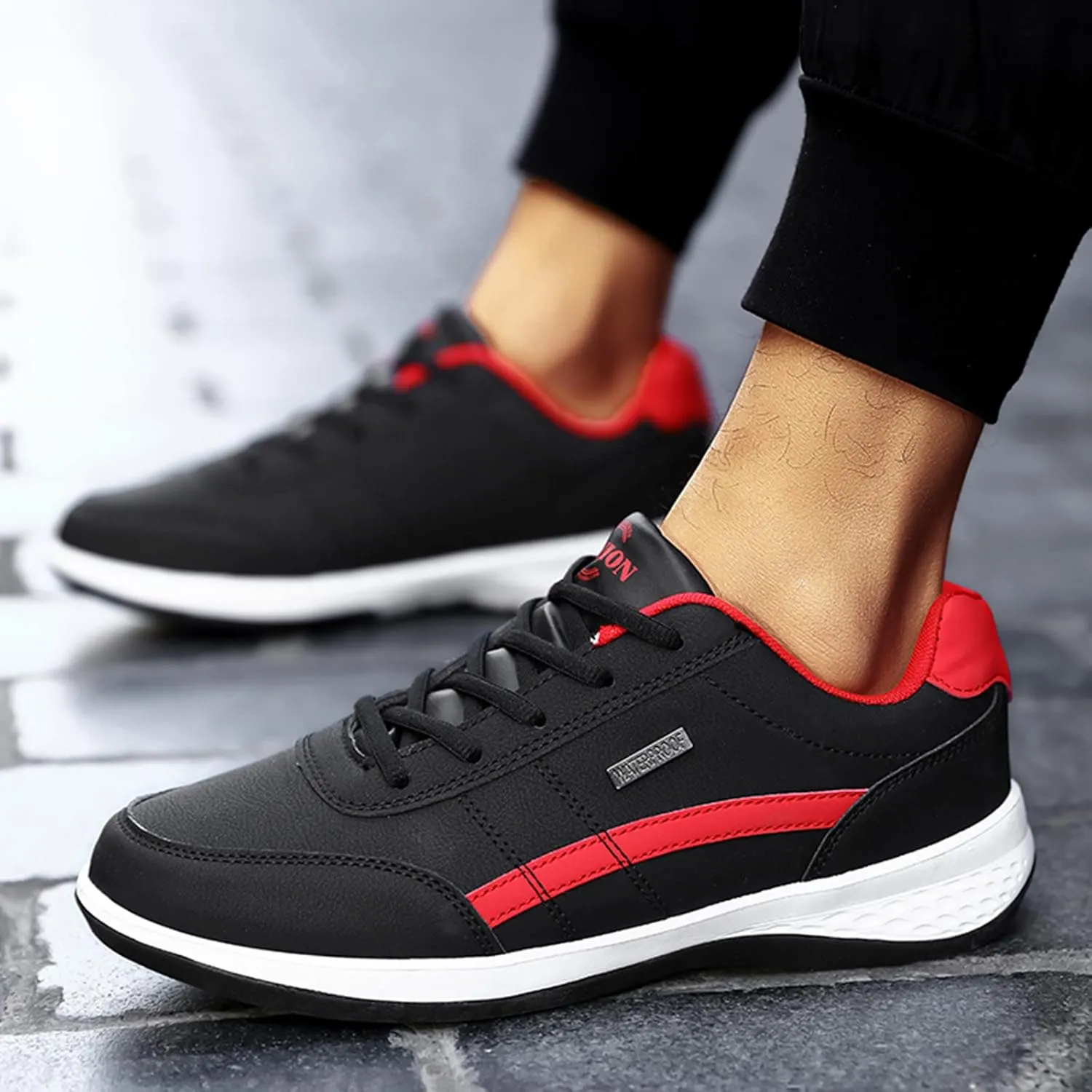 Arch Support Sports Shoes for Men Round Toe Breathable Running Shoes Fashion Lace Up Athletic Sneaker for Men