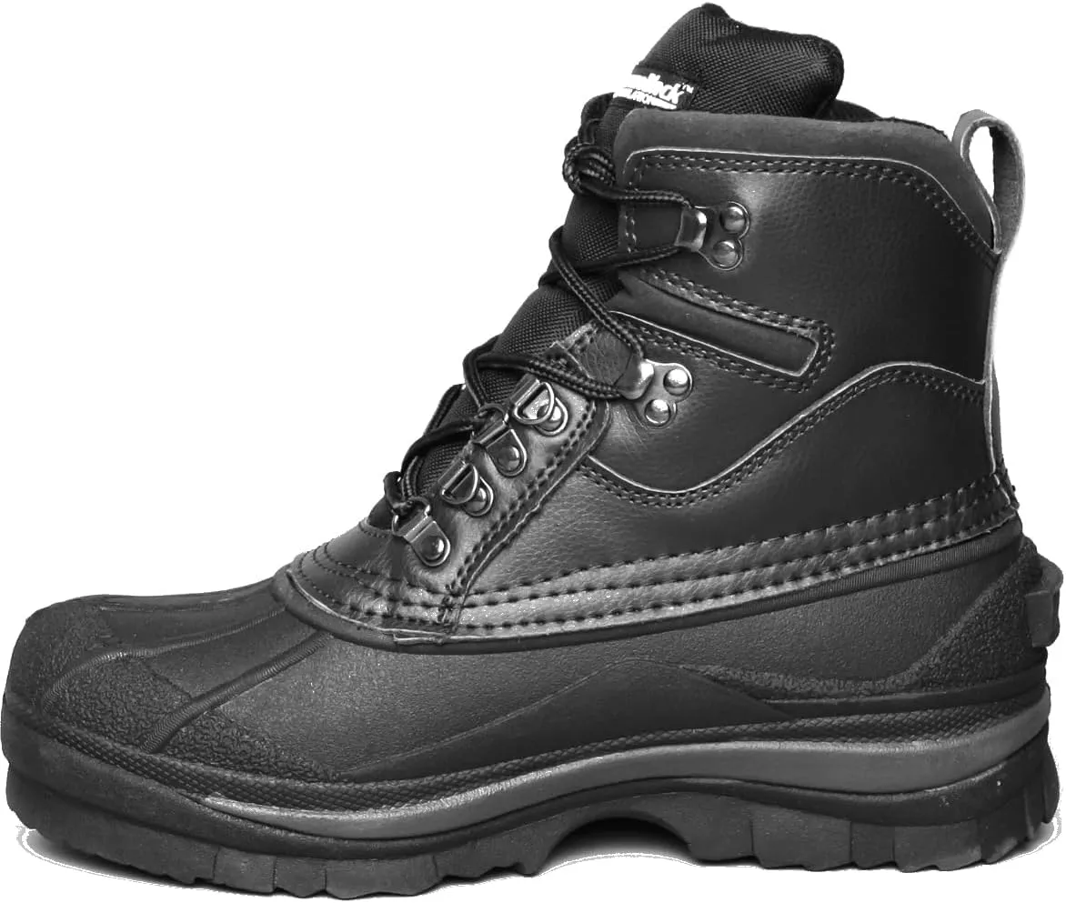 Army Universe Men's Black Winter Snow Boots Waterproof Non-Slip Insulated Outdoor Ski Classic, Non-Slip Rubber Outsole, Cushioned Insoles, Mid-Calf Height Hiking Boots