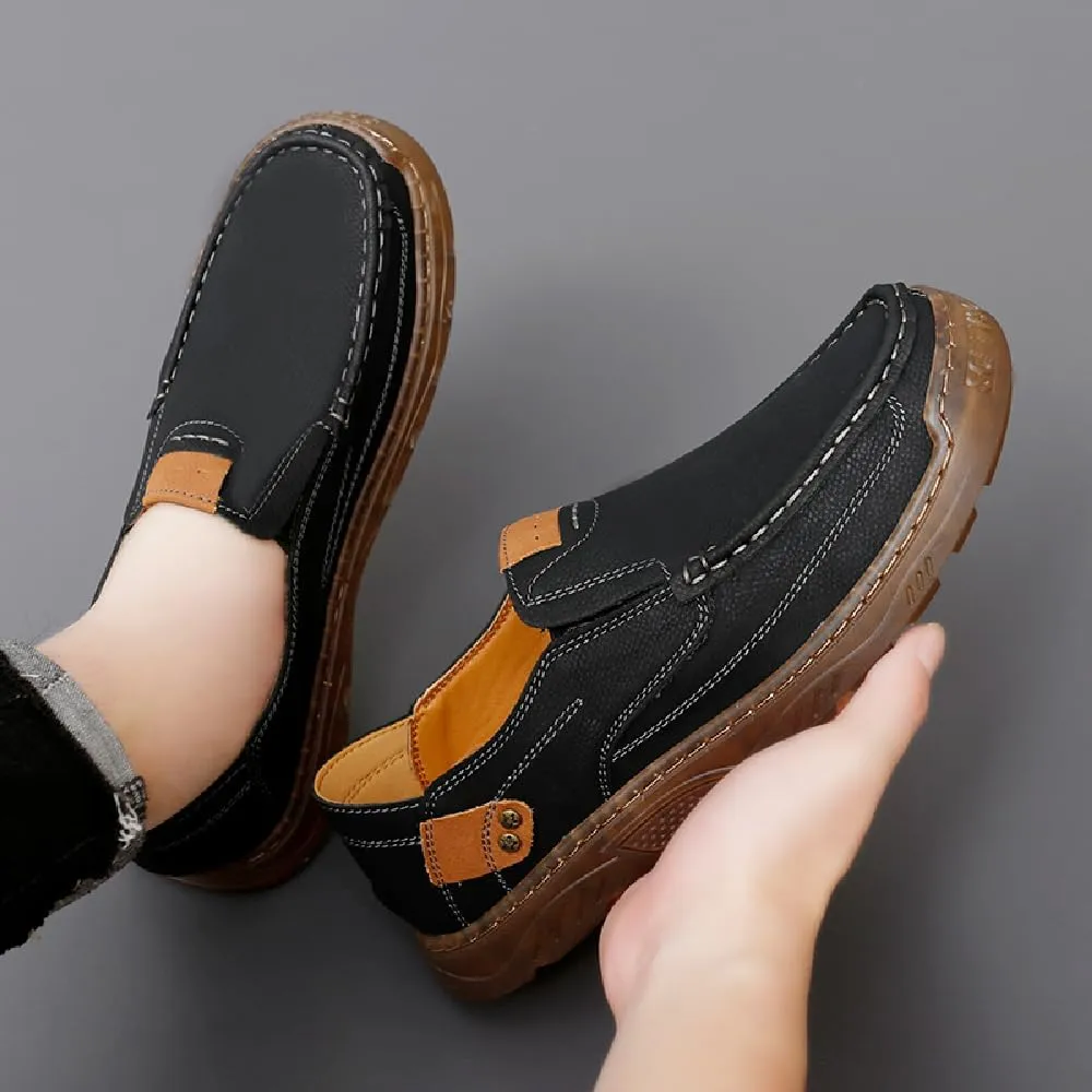 Asifn Mens Casual Non-Slip Loafers Outdoor Lightweight Walking Shoes Leather Comfortable Work Shoes Driving Shoes