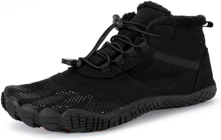 Asifn Mens Hiking Barefoot Boots Winter Outdoor Snow Shoes Casual Warm Cotton Shoes Non-slip Minimalist Sneakers