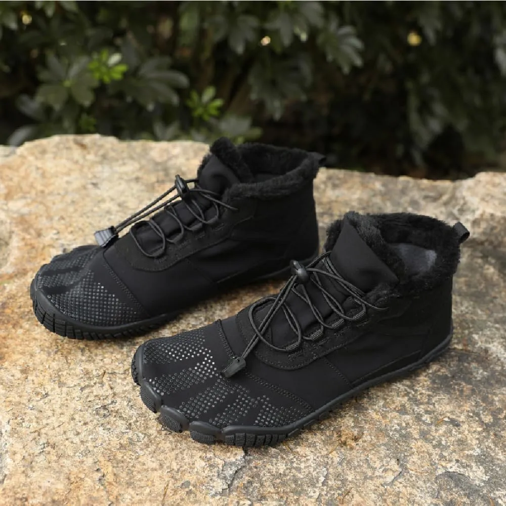 Asifn Mens Hiking Barefoot Boots Winter Outdoor Snow Shoes Casual Warm Cotton Shoes Non-slip Minimalist Sneakers