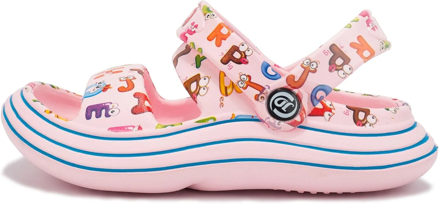 Axcone Kid's Boys Girls Comfort Clogs Slippers Cartoon Garden Shoes Breathable Non-Slip Beach Pool Sandal All-Terrain Parallel Bars Cloud Slippers（Toddler/Little Kids/Big Kids）