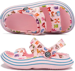 Axcone Kid's Boys Girls Comfort Clogs Slippers Cartoon Garden Shoes Breathable Non-Slip Beach Pool Sandal All-Terrain Parallel Bars Cloud Slippers（Toddler/Little Kids/Big Kids）
