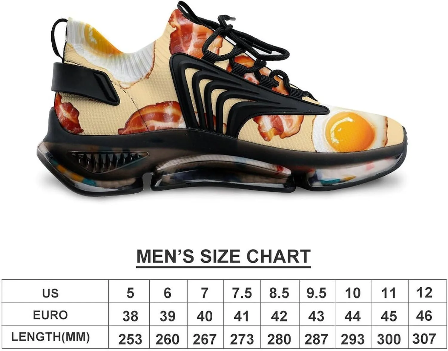 Bacon and Eggs Men's Running Shoes Lightweight Walking Shoe Breathable Sneaker