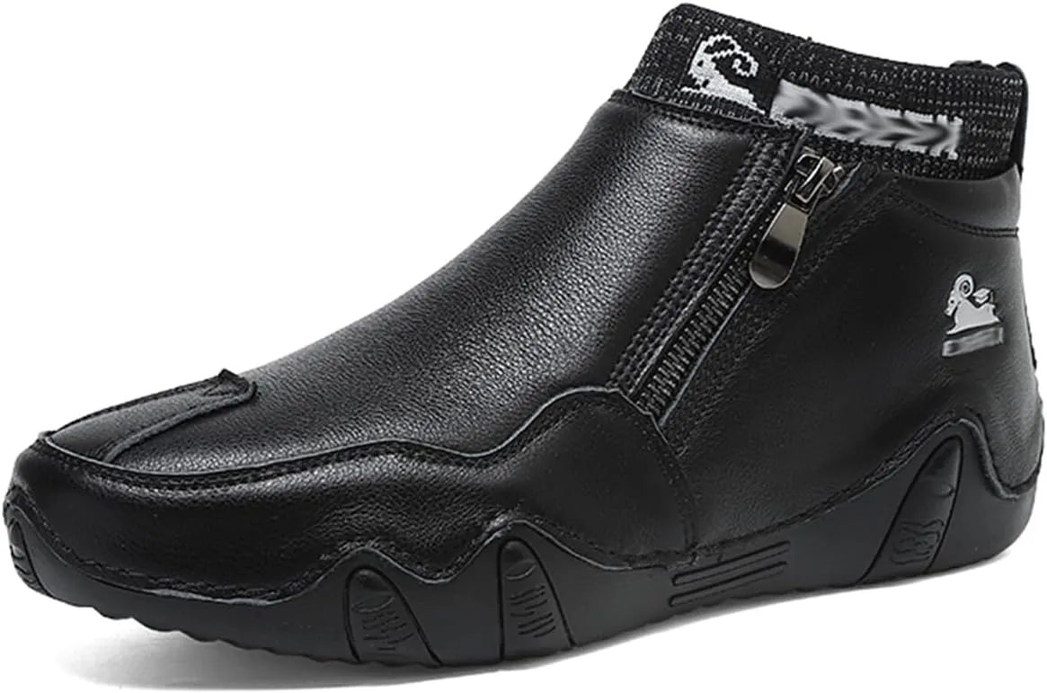 beck Men's Italian Handmade Suede Ankle Chukka Waterproof Outdoor Hiking High Boots All-terrain Adventure Boots Zipper Non-Slip Breathable Sneakers for Walking Driving