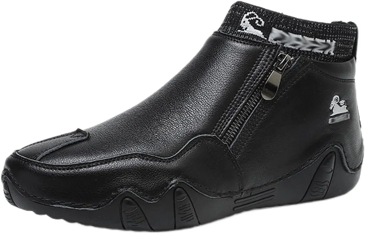 beck Men's Italian Handmade Suede Ankle Chukka Waterproof Outdoor Hiking High Boots All-terrain Adventure Boots Zipper Non-Slip Breathable Sneakers for Walking Driving