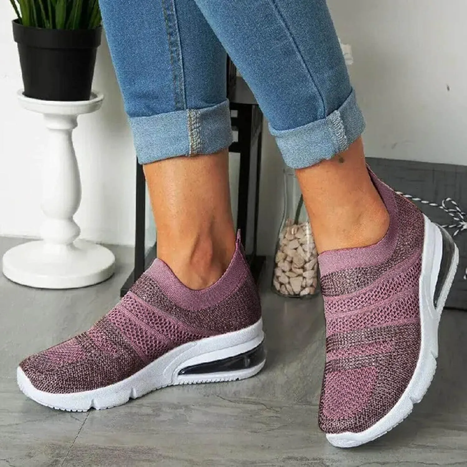 Black Tennis Shoes Women Slip Ons Women's Casual Slip-On Shoes Winter Tennis Shoes Women White Women's Sneakers Size 8 White Zapatos Negros Con Plataforma De Vestir para Mujer