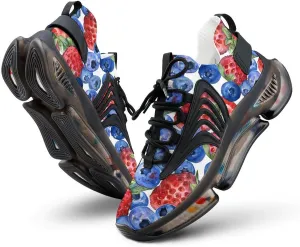 Blueberry and Red Stawberry Men's Running Shoes Lightweight Walking Shoe Breathable Sneaker