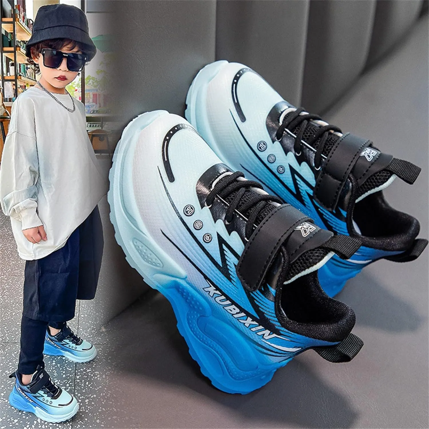 Boys Basketball Shoes, Kids High Top Sneakers, Youth Thick Sole Non Slip Comfortable Shoes with Big Girls High Tops