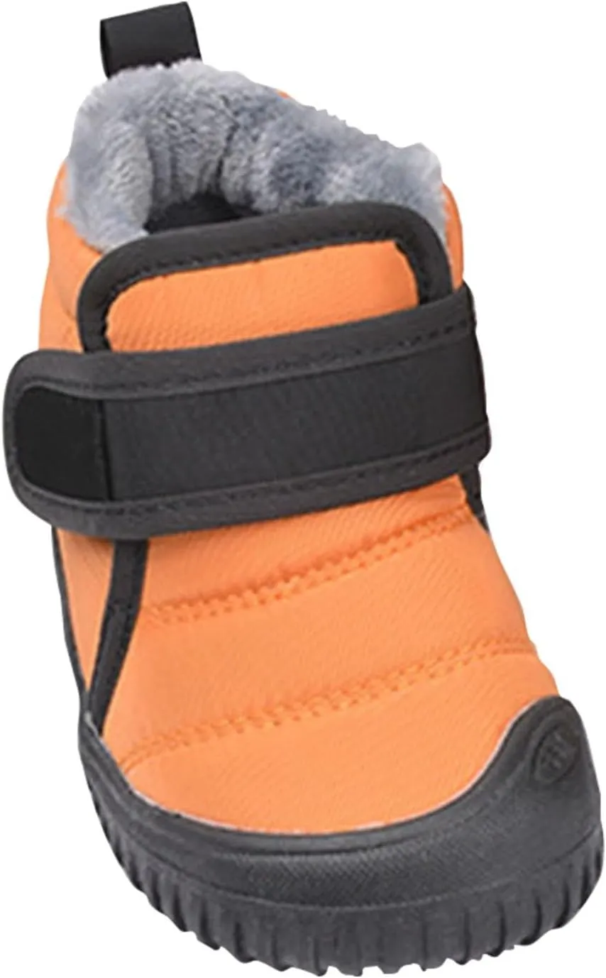 Boys Leather Fuzzy Snow Booties Childrens Open Toe Winter Ski Shoes Lightweight Loafers Non Slip Comfy Sport Shoes