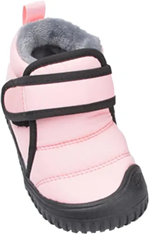 Boys Leather Fuzzy Snow Booties Childrens Open Toe Winter Ski Shoes Lightweight Loafers Non Slip Comfy Sport Shoes