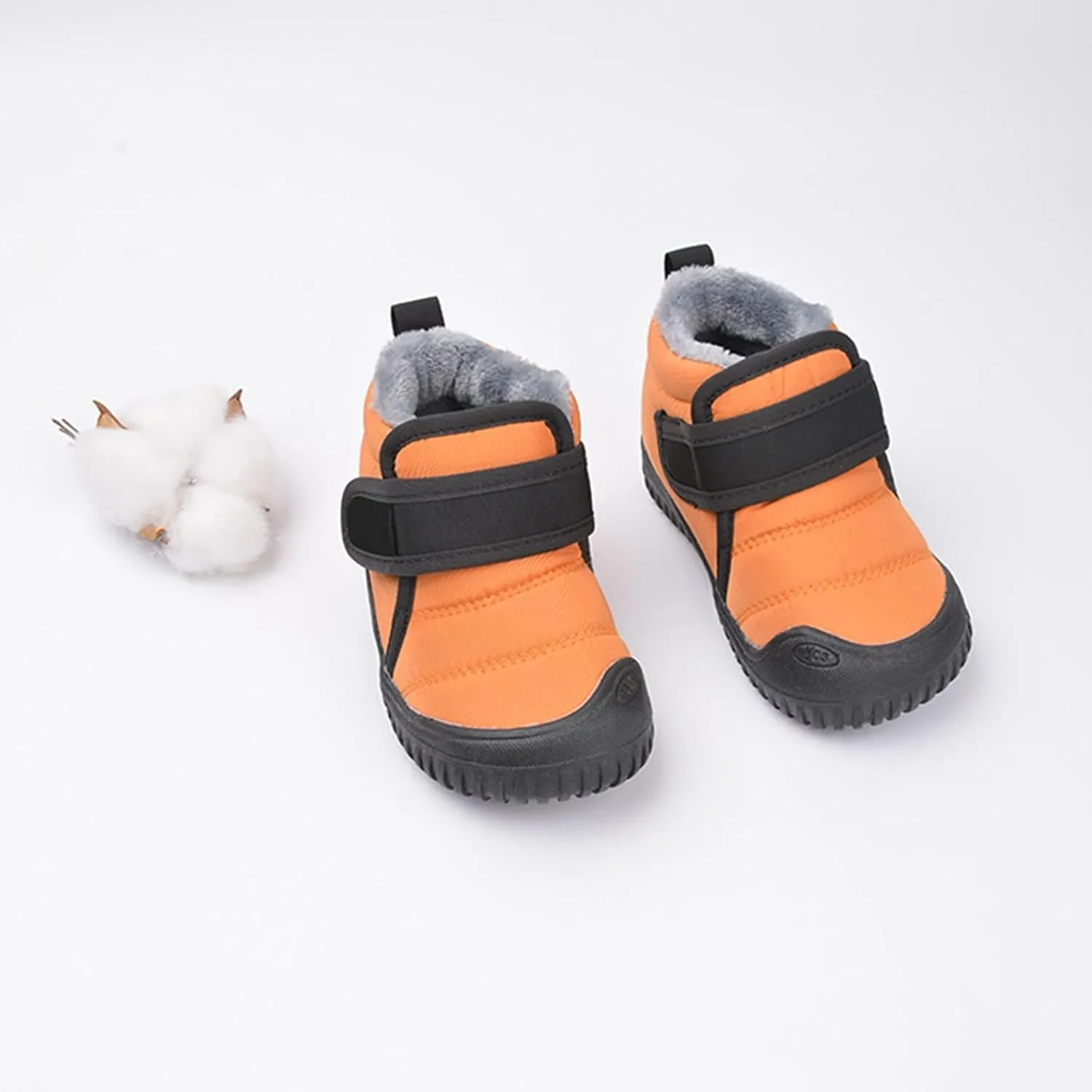 Boys Leather Fuzzy Snow Booties Childrens Open Toe Winter Ski Shoes Lightweight Loafers Non Slip Comfy Sport Shoes