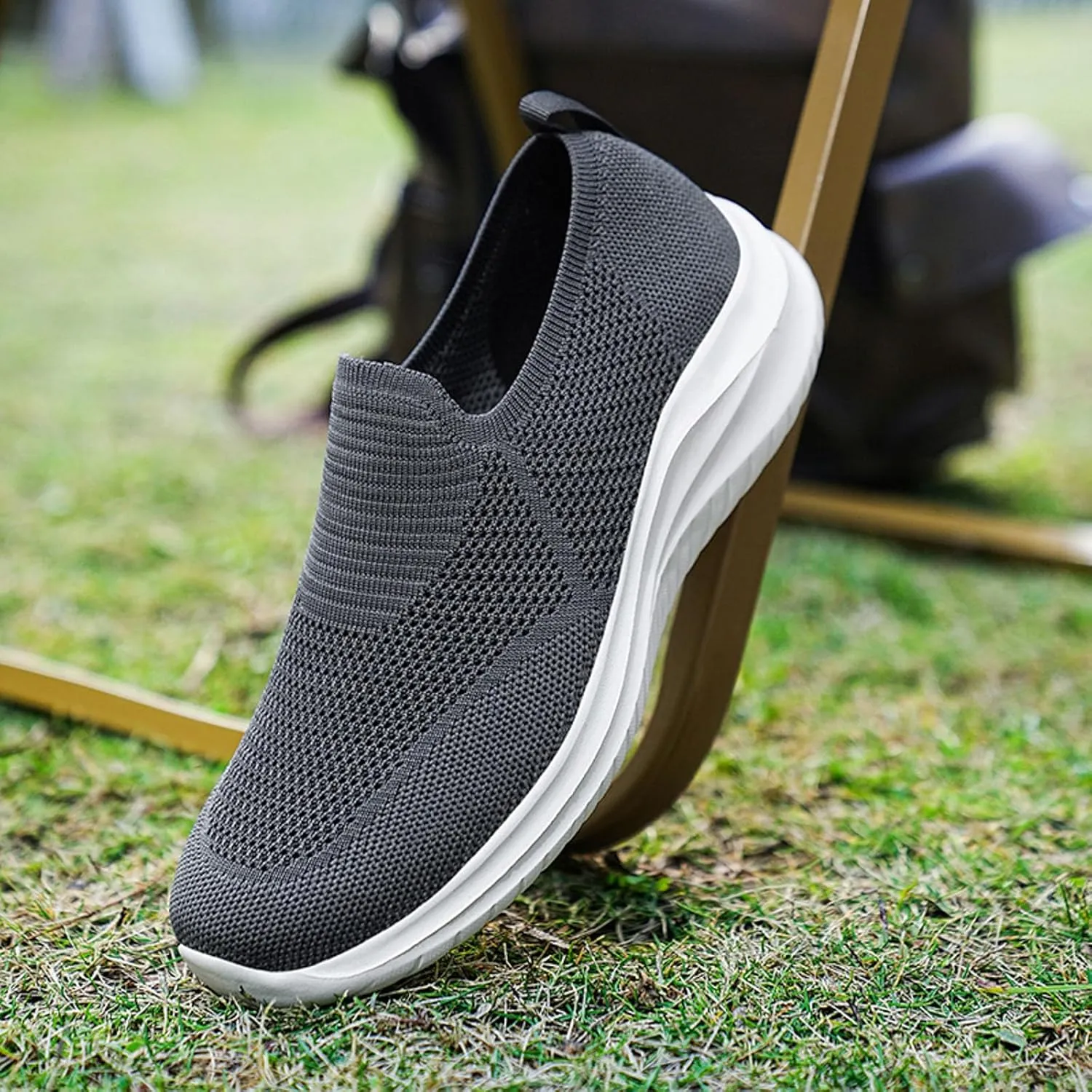 Breathable Diabetic Shoes for Men Lightweight Breathable Slip on Running Shoe Outdoor Non Slip Jogging Sneakers