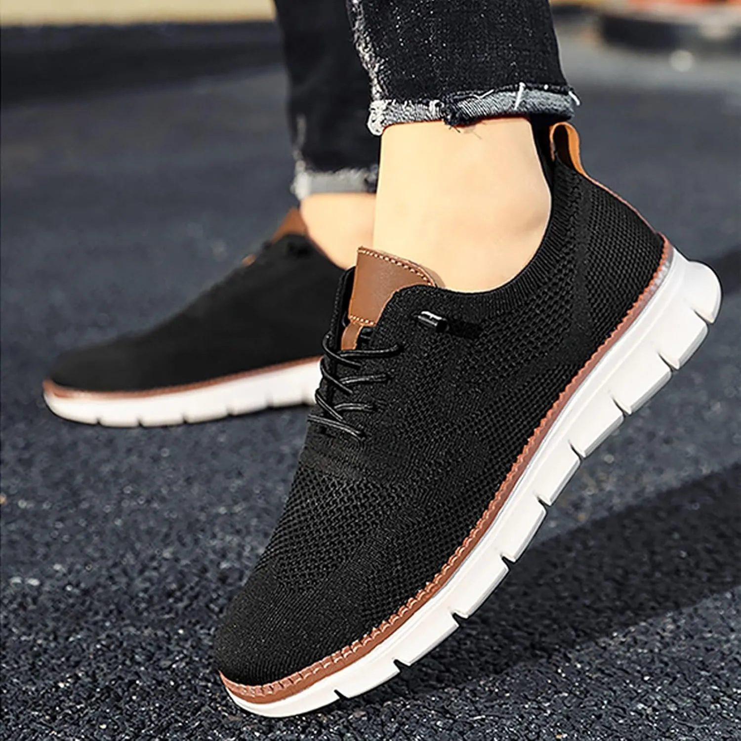 Breathable Men Running Shoes Fashion Mesh Breathable Lace up Casual Summer Comfortable Outdoor Walking Running Sneakers for Men