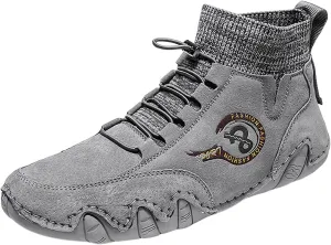 Casual Dress Shoes Men's Casual Shoes Korean Version High Top Round Toe Breathable Daily Dad's