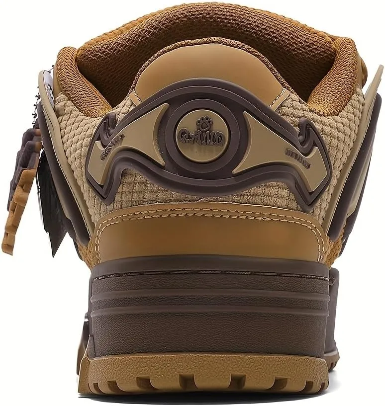 Casual Sports Skateboard Shoes, Thick-Soled Skateboard Shoes, Low-top, Thick Straps, Waffle Accessories, Shock-Absorbing, Breathable Upper