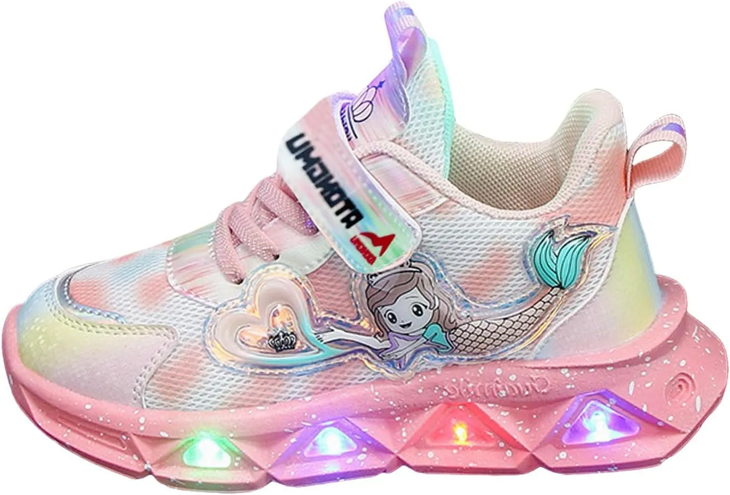 Cathalem Girls Sneakers Casual Shoes LED Light Up Sneakers Mermaid Princess Shoes Baby Toddler Athletic Jogging Shoes