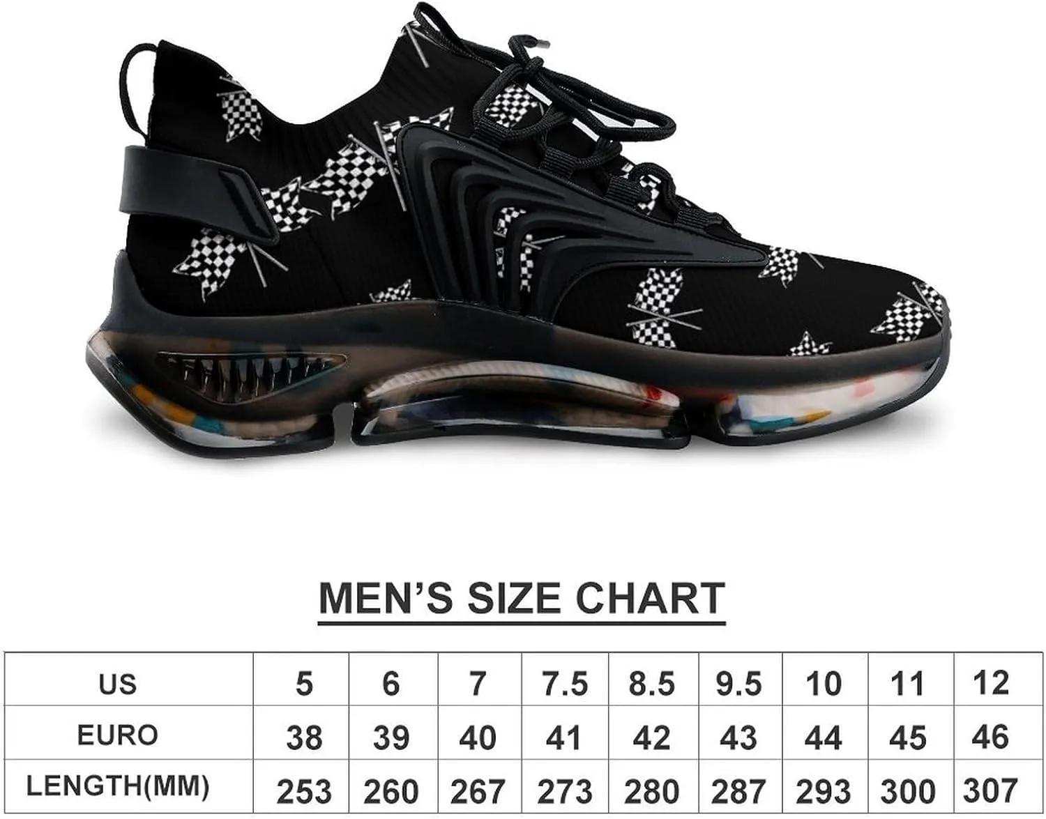 Checkered Flag Men's Running Shoes Lightweight Walking Shoe Breathable Sneaker