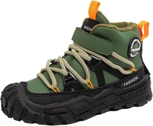 Childrens Fuzzy Snow Booties Open Toe Lace-Up Ankle Shoes Winter Ski Boots Boys Kids Sole Non Slip Outdoor Sport Shoes