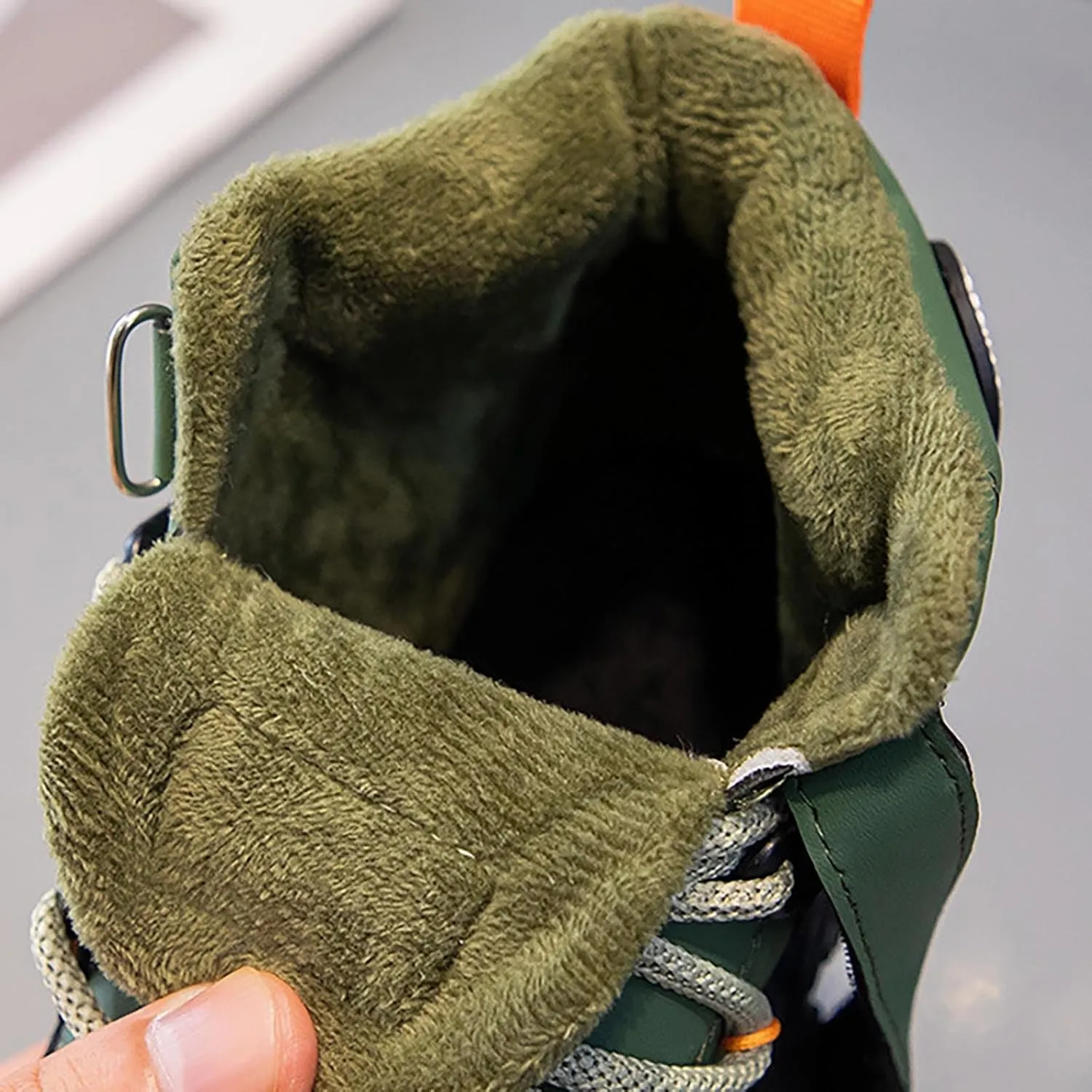 Childrens Fuzzy Snow Booties Open Toe Lace-Up Ankle Shoes Winter Ski Boots Boys Kids Sole Non Slip Outdoor Sport Shoes