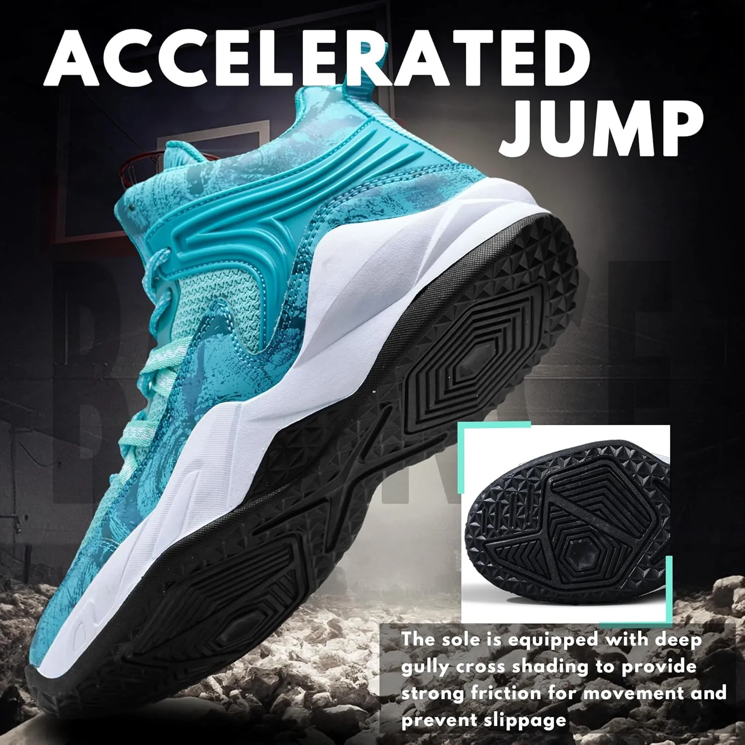 CJSPORX Men Women Basketball Shoes Breathable Non Slip Outdoor Fashion Sneakers