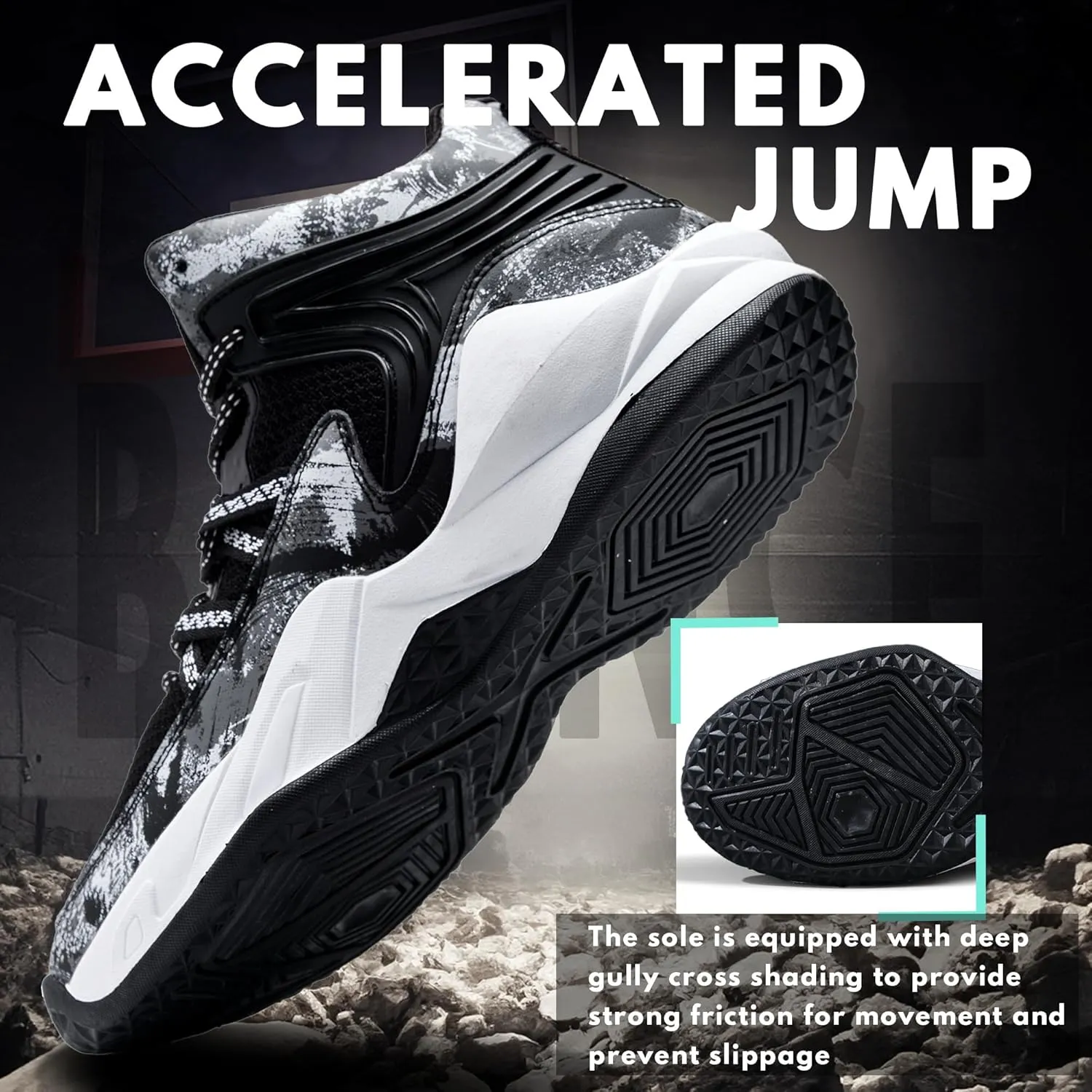 CJSPORX Men Women Basketball Shoes Breathable Non Slip Outdoor Fashion Sneakers