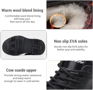 crossbaby Men's Italian High-top Casual Leather Boots, Round Toe Waterproof Non-Slip Shock-Absorbing Business Ankle Boots