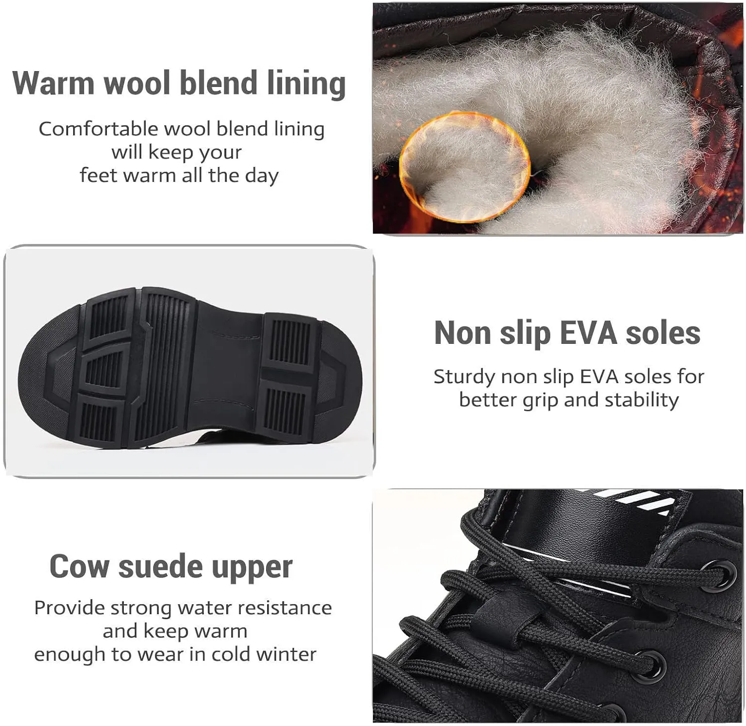 crossbaby Men's Italian High-top Casual Leather Boots, Round Toe Waterproof Non-Slip Shock-Absorbing Business Ankle Boots