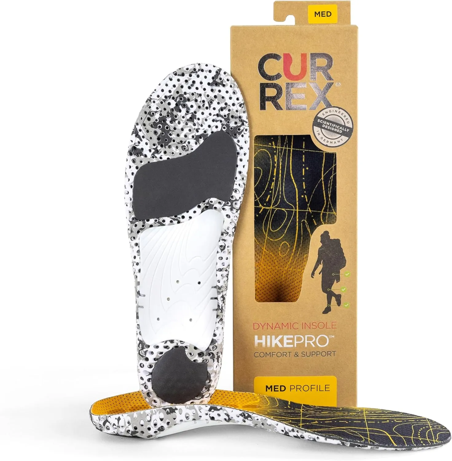 CURREX HikePro Insoles for Hiking Boots & Shoes – Shock Absorbing Inserts to Help Reduce Fatigue and Increase Performance – Anti-Slip Heel Surface forStability – for Men & Women – Medium Arch, Large