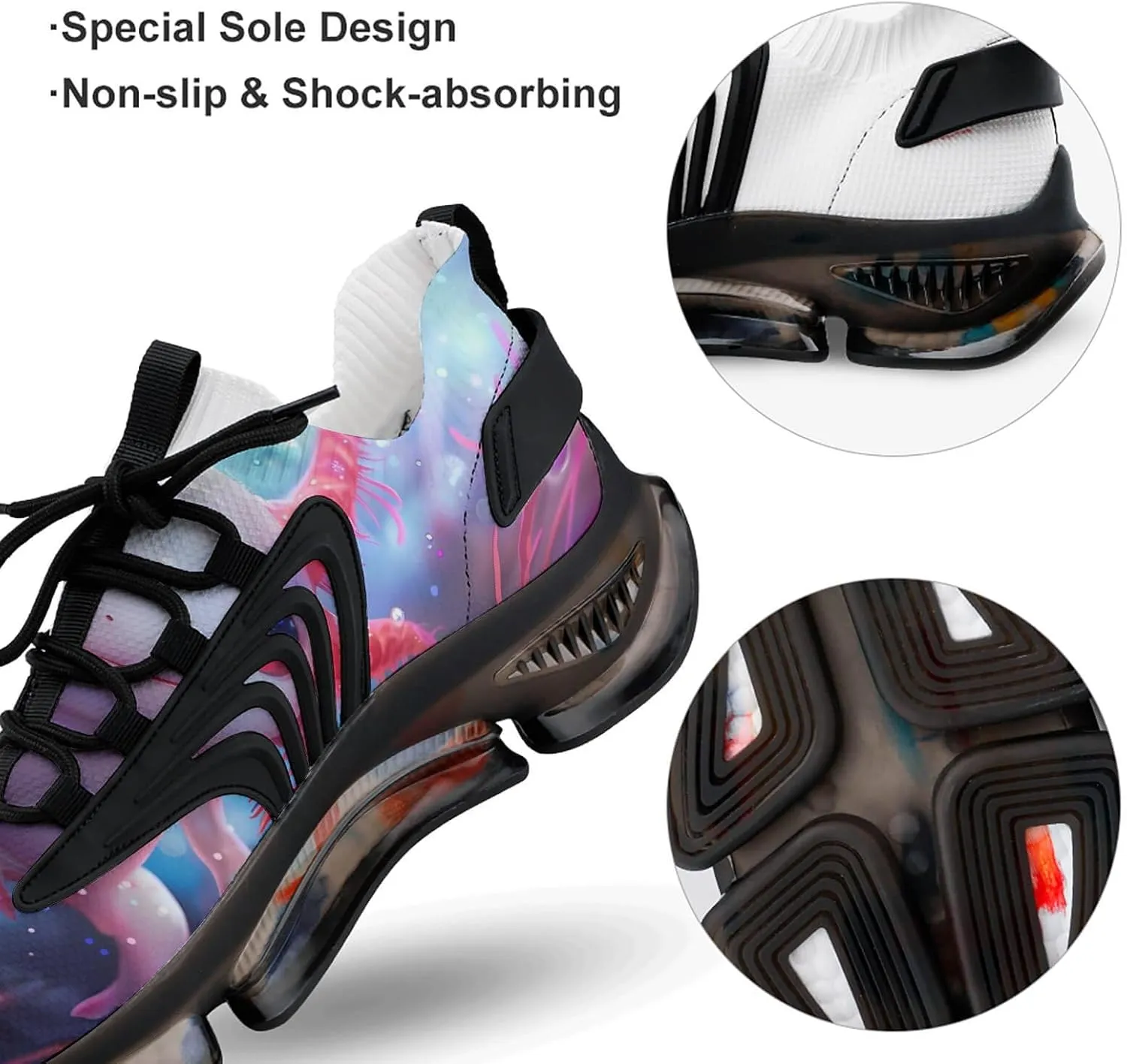 Cute Axolotl Under Sea Men's Running Shoes Lightweight Walking Shoe Breathable Sneaker