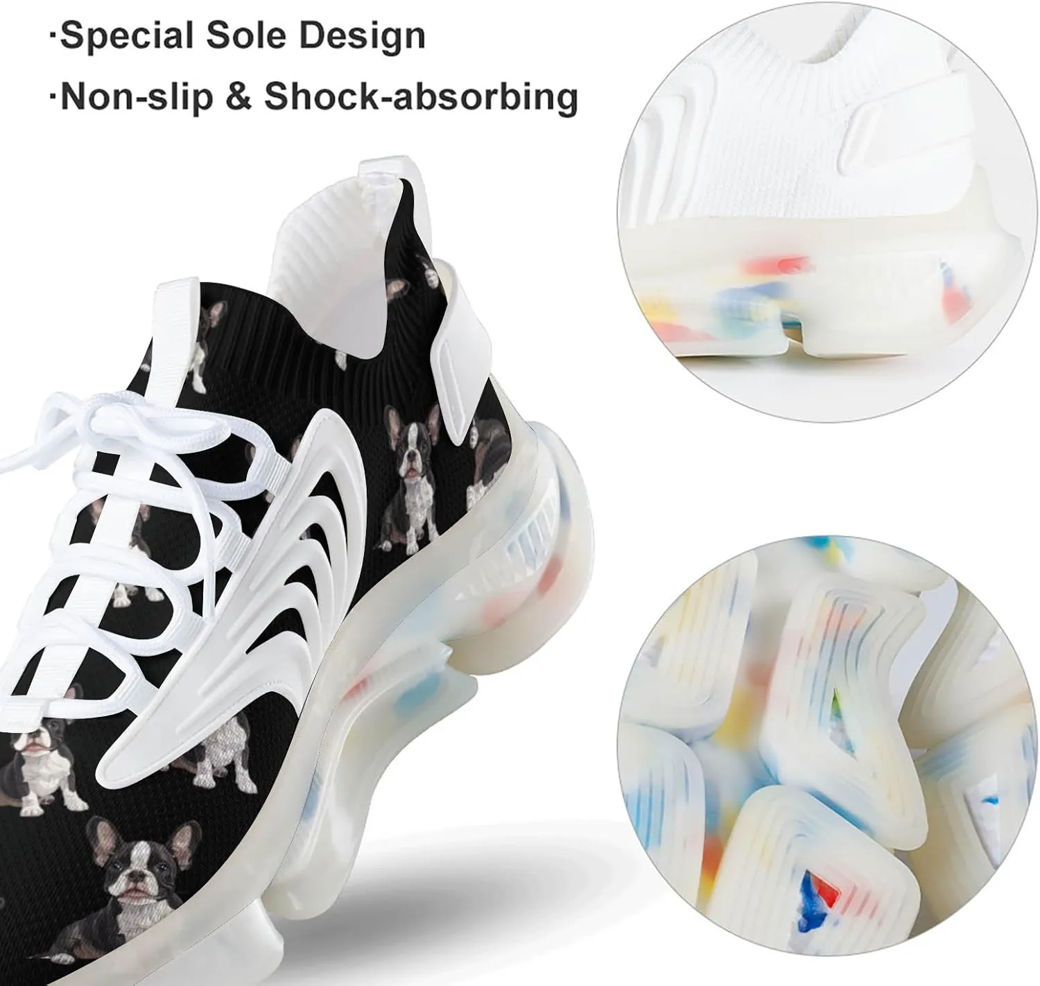 Cute Boston Terrier Dog Men's Running Shoes Lightweight Walking Shoe Breathable Sneaker