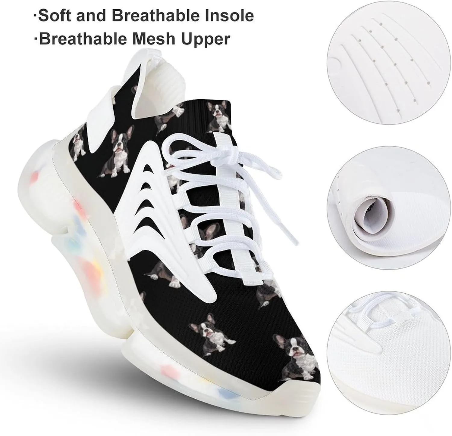 Cute Boston Terrier Dog Men's Running Shoes Lightweight Walking Shoe Breathable Sneaker