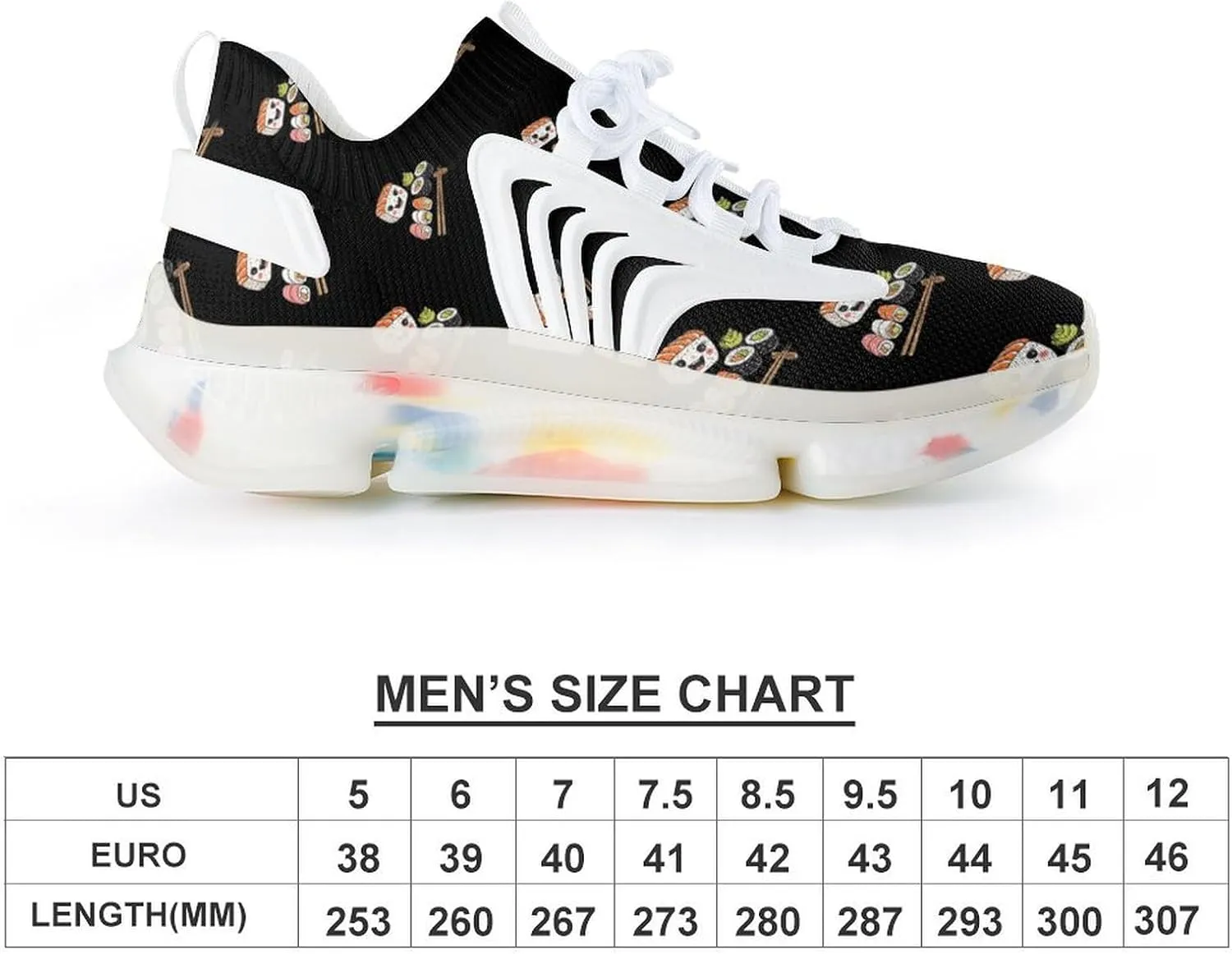 Cute Sushi Men's Running Shoes Lightweight Walking Shoe Breathable Sneaker