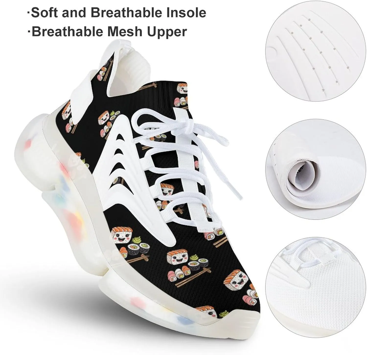 Cute Sushi Men's Running Shoes Lightweight Walking Shoe Breathable Sneaker