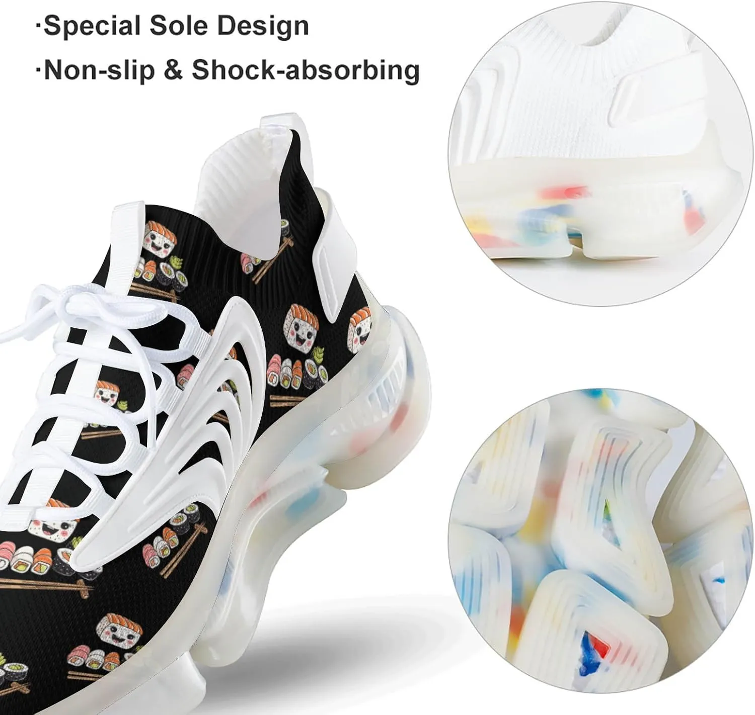 Cute Sushi Men's Running Shoes Lightweight Walking Shoe Breathable Sneaker